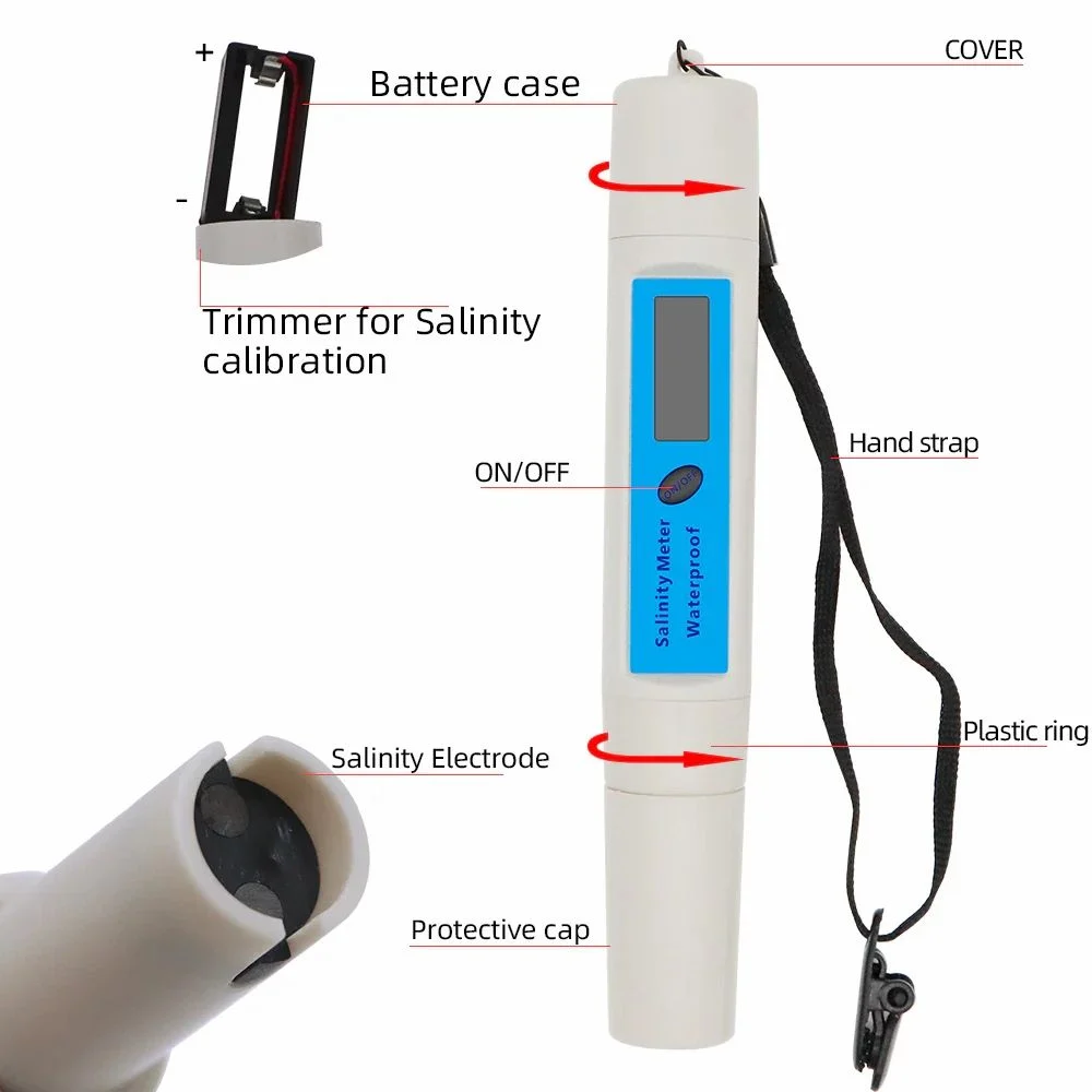 0.0-100ppt Salinity Meter, 4 X 1.5v