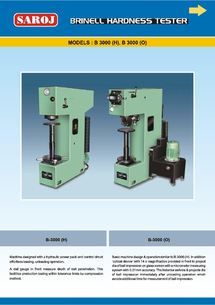 Analog Brinell Hardness Testing Machine, Model Name/Number: B 3000 (o)