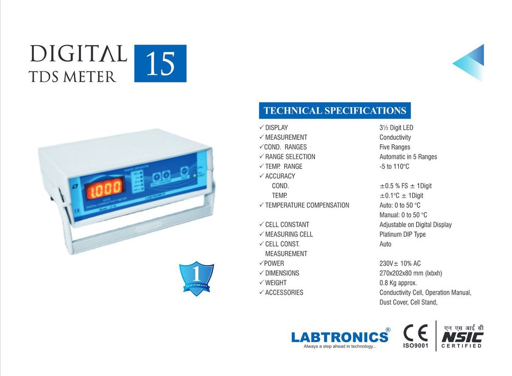 Labtronics Digital TDS Meter, TDS LT 15 Table Model, for Laboratory