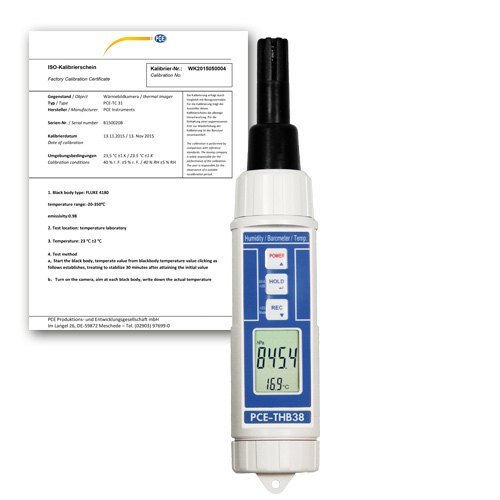 Handheld Humidity Detector PCE-THB 38 incl. ISO Calibration Certificate