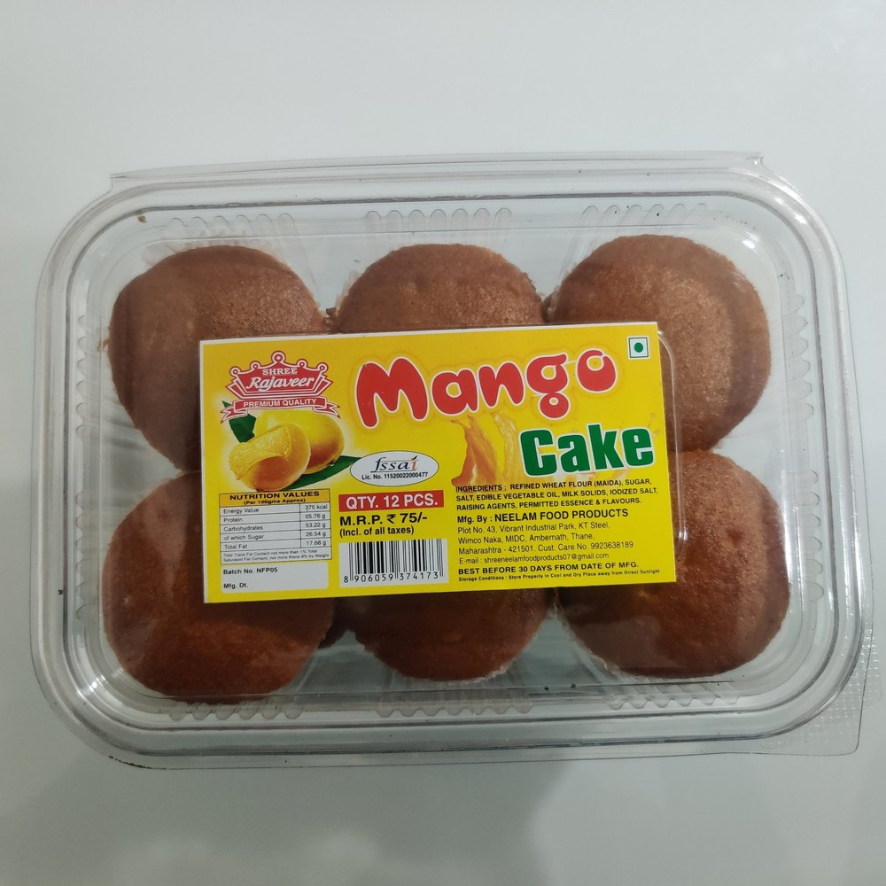 Round Shree Rajaveer Mango Flavour Cake, Packaging Size: 12 Piece