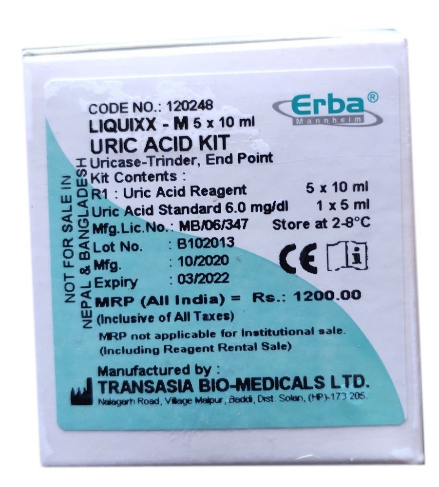 Uric Acid Test Kit Erba, Packaging Type: Bottle