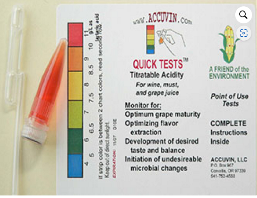 Wine/Must/Grape Juice Titratable Acidity (TA) Test Kit