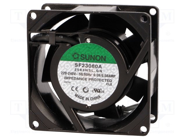 13.5 W Black SF23080A Sunon Fan, Size: 80 X 80 X 38 Mm, 220-240 V