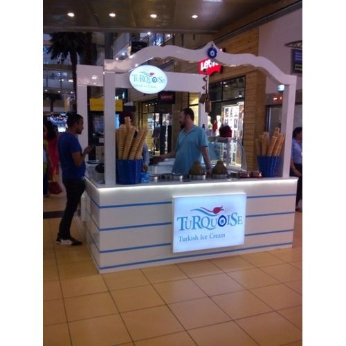 Acrylic Metallic Silver Food Retail Kiosk