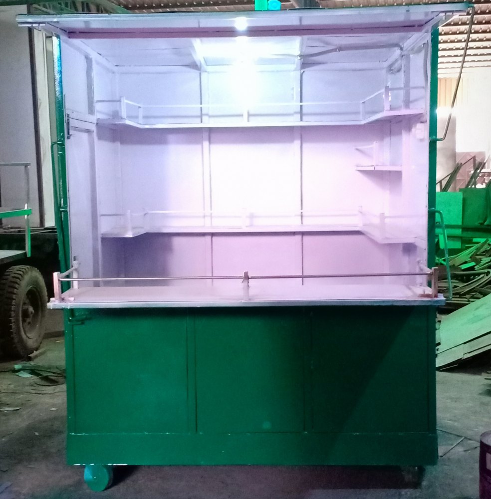 GI sheet & MS Pipe Movable Shop In Mild Steel, for tea stall and pan stall, Size: 6*4