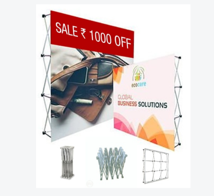 Aluminium + PVC Pop Up Backdrop Displays Stand, For Advertising