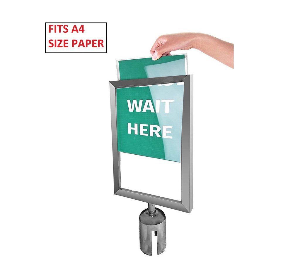 Stainless Steel Crowd Control Stanchion Sign Holder, For Commercial