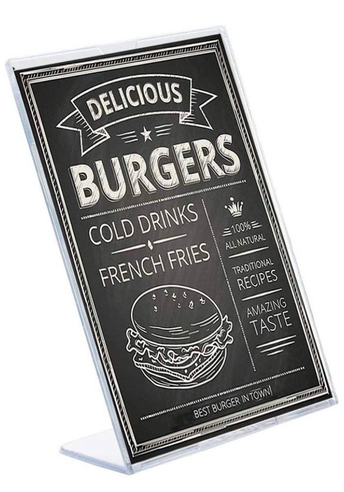 Transparent Square Acrylic Menu Stand, Pre Assembled, Size: 8.5 X 11 Inch
