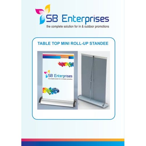Silver Aluminium Table Top Mini Roll Up Standee, For Promotional, Size: A4
