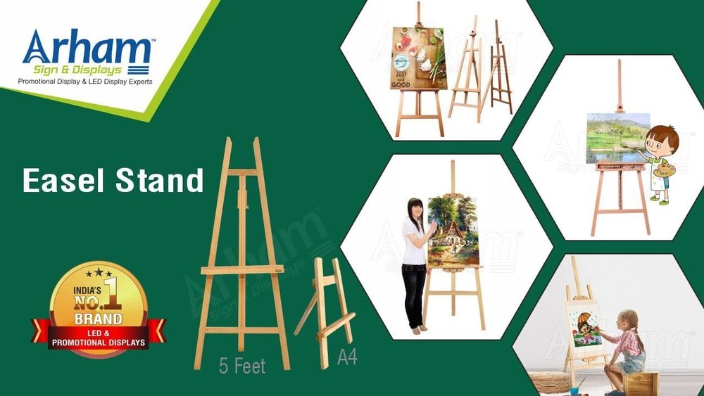 Brown Wooden Easel Stand, Packaging Type: Bubble Rap, Size: 5 Ft