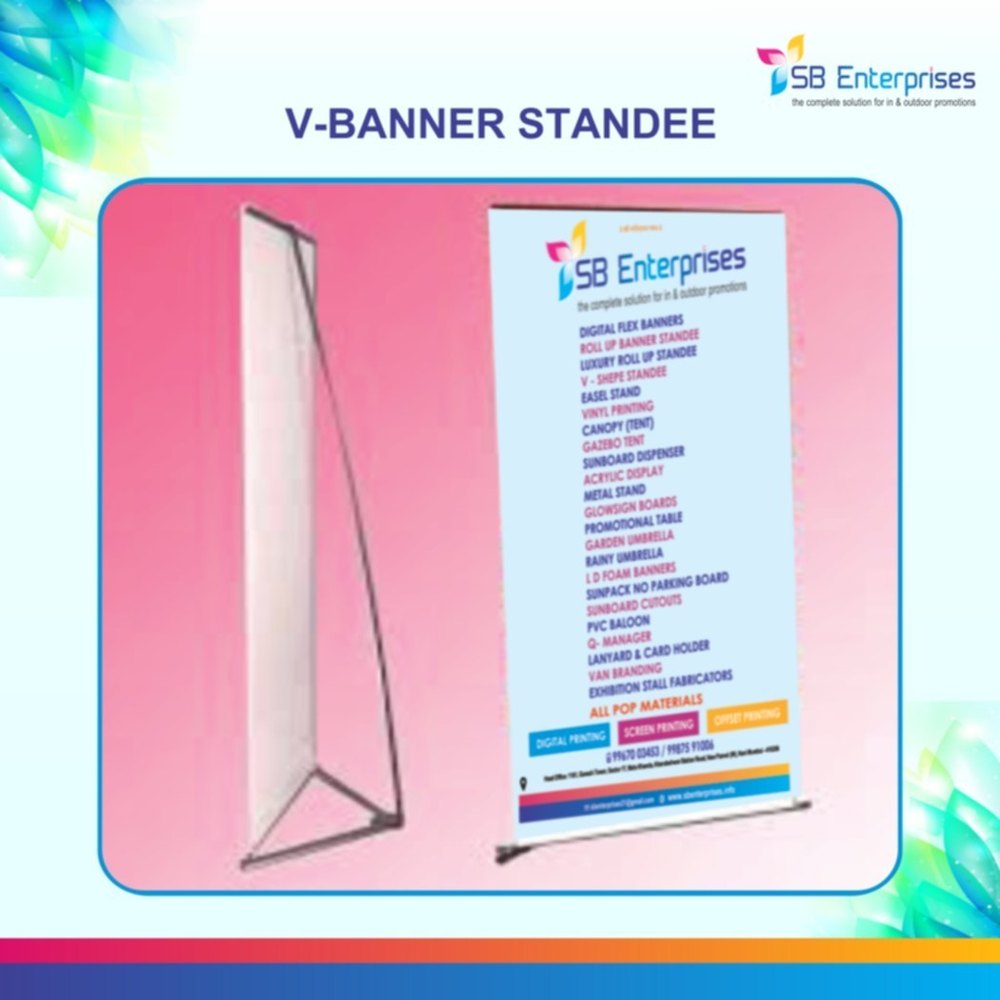 Metal (Frame) PVC (Banner) Advertisement V Banner Standee, Size: 6 X 3 Feet