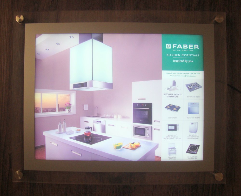 Acrylic Wall Mounted LED Slim Glow Sign Frame, For Advertising