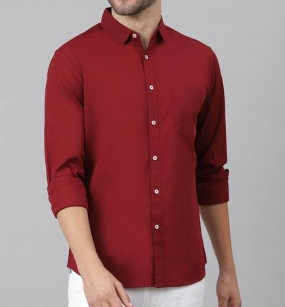 Cotton Maroon Mens Executive Shirts, Size: Medium