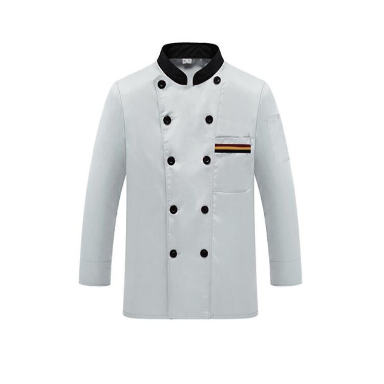 Polyester White, Black Cotton Chef Coat