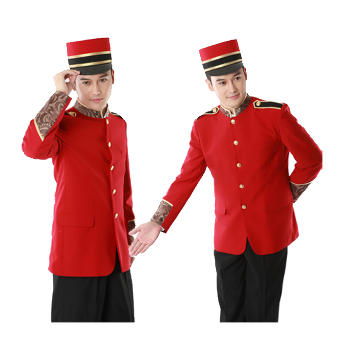 Red, Black Cotton Polyester Bell Boy Uniform, Size: XS - 5XL