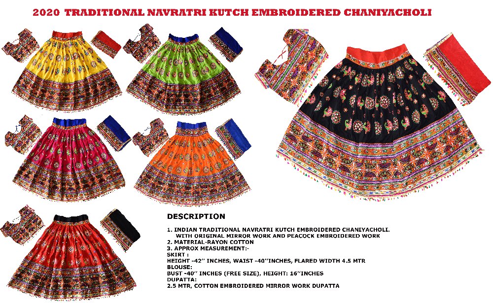 Kutch Embroidered Chaniya Choli - Garba Dance Costume - Ras Garba Dandiya Costume