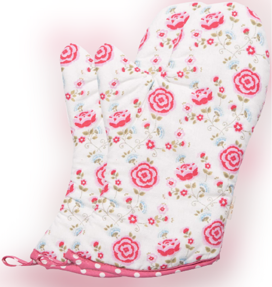 White Printed Cotton Oven Mitt, For Kitchen, Wash Type: Hand Wash