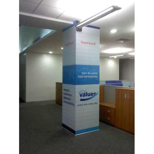 Round Stainless Steel Show Room Pillar Graphics, For Signage