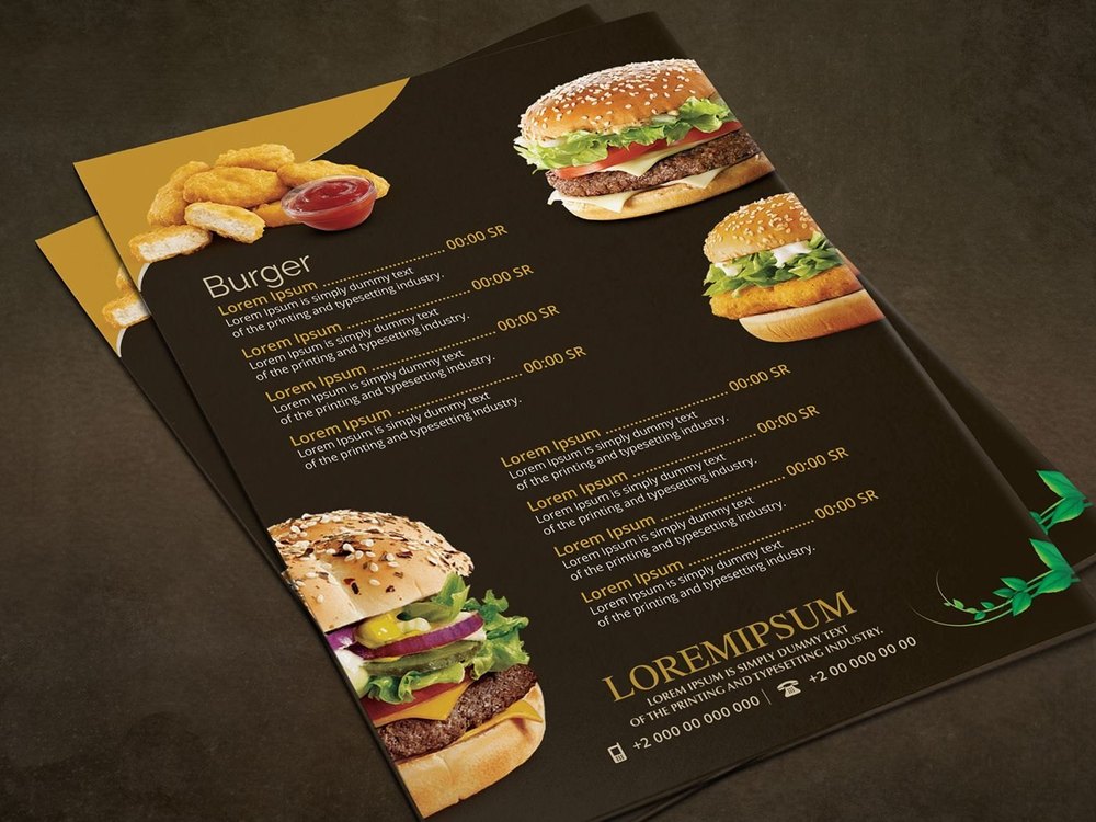 Standarised Menu Card Designing Services