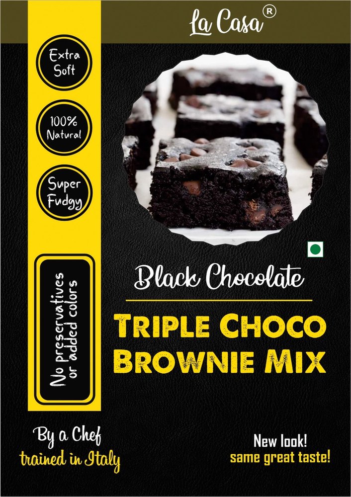 Eggless La Casa Triple Chocolate Brownie Mix - Black Chocolate, Packaging Type: Packet