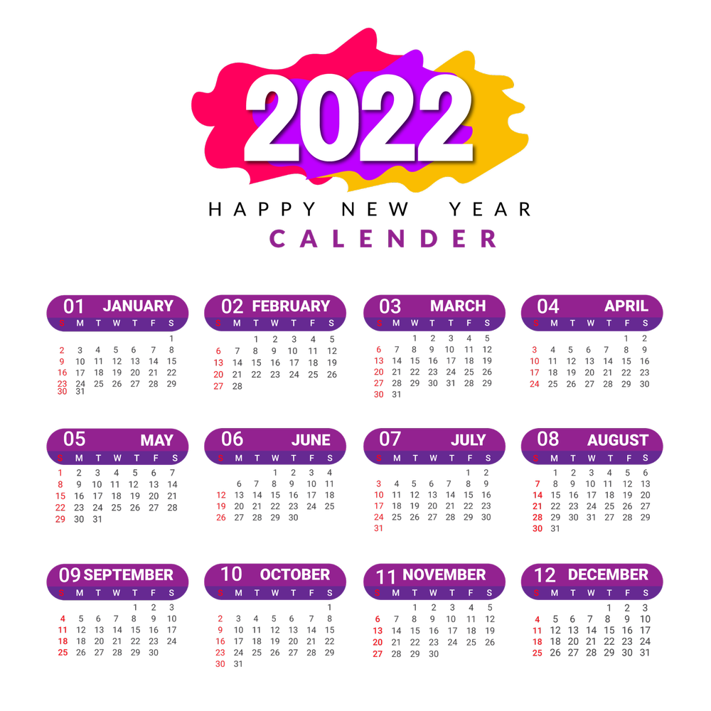 1 Days Soft Copy Best 2022 Calendar Design