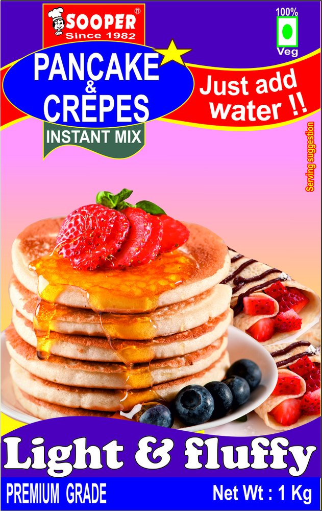 Vanilla Egg Less Pan Cake and Crepes Premix 1 Kg, For Bakery