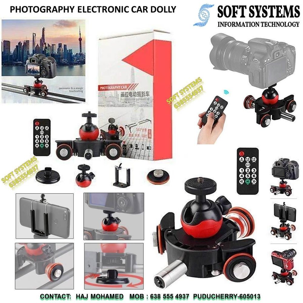 HIFFIN L8X Slider Dolly Photography Electronic Car with Remote Control Ball Head Phone Clip