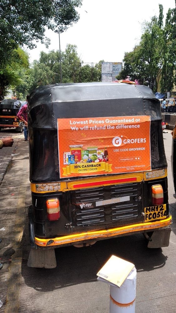 Rexine Banner Printing, Installation Vinyl Auto Rickshaw Back Sticker Advertising, Mode Of Advertising: Offline, Size: 30 X 18