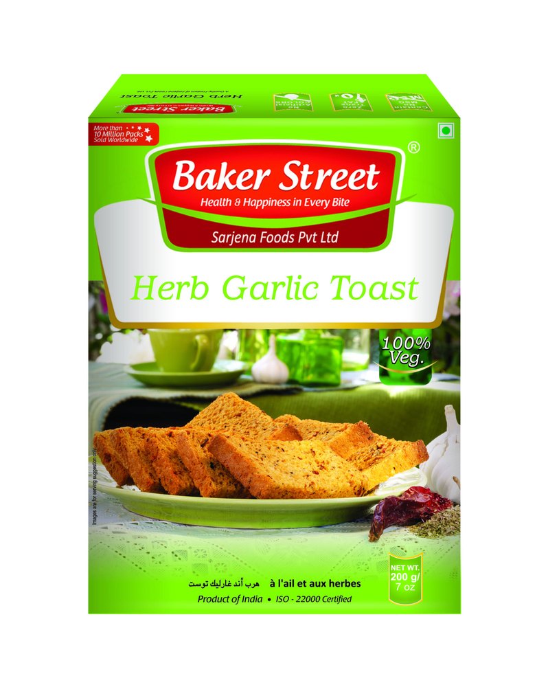 Herb Garlic Toast, Packaging Size: 200 Gms in Metallic Laminate, Packaging Type: Box