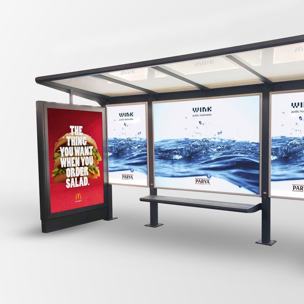 Led Screen Bus Stop Shelter Advertisement