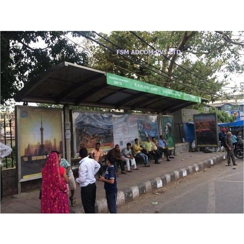 Stainless Steel Bus Shelter Advertising Service, Shape: Dome