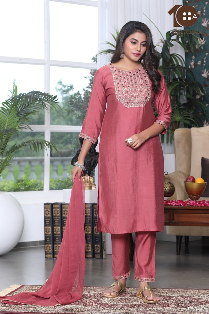 Yellow Pink Silk NEW DESIGN BY 10 AM BRAND, For Cassual, Safal 1