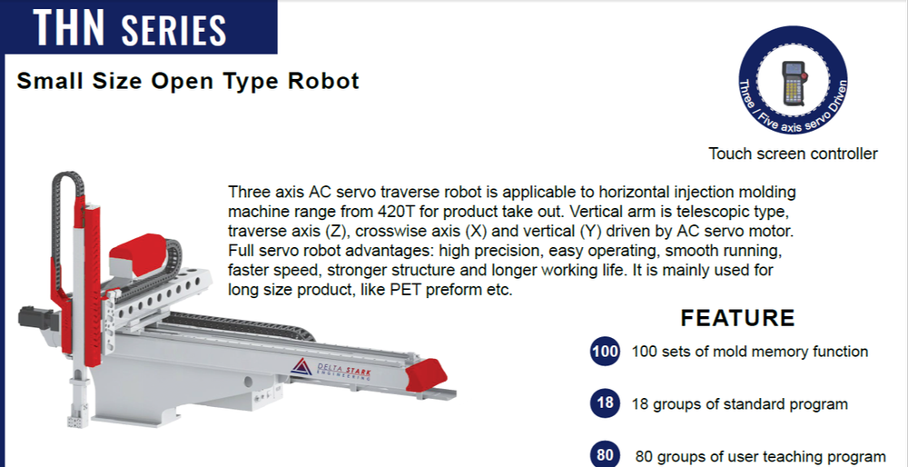 Delta Stark Plastic Injection Molding robots, For Part handling, Fully Automatic