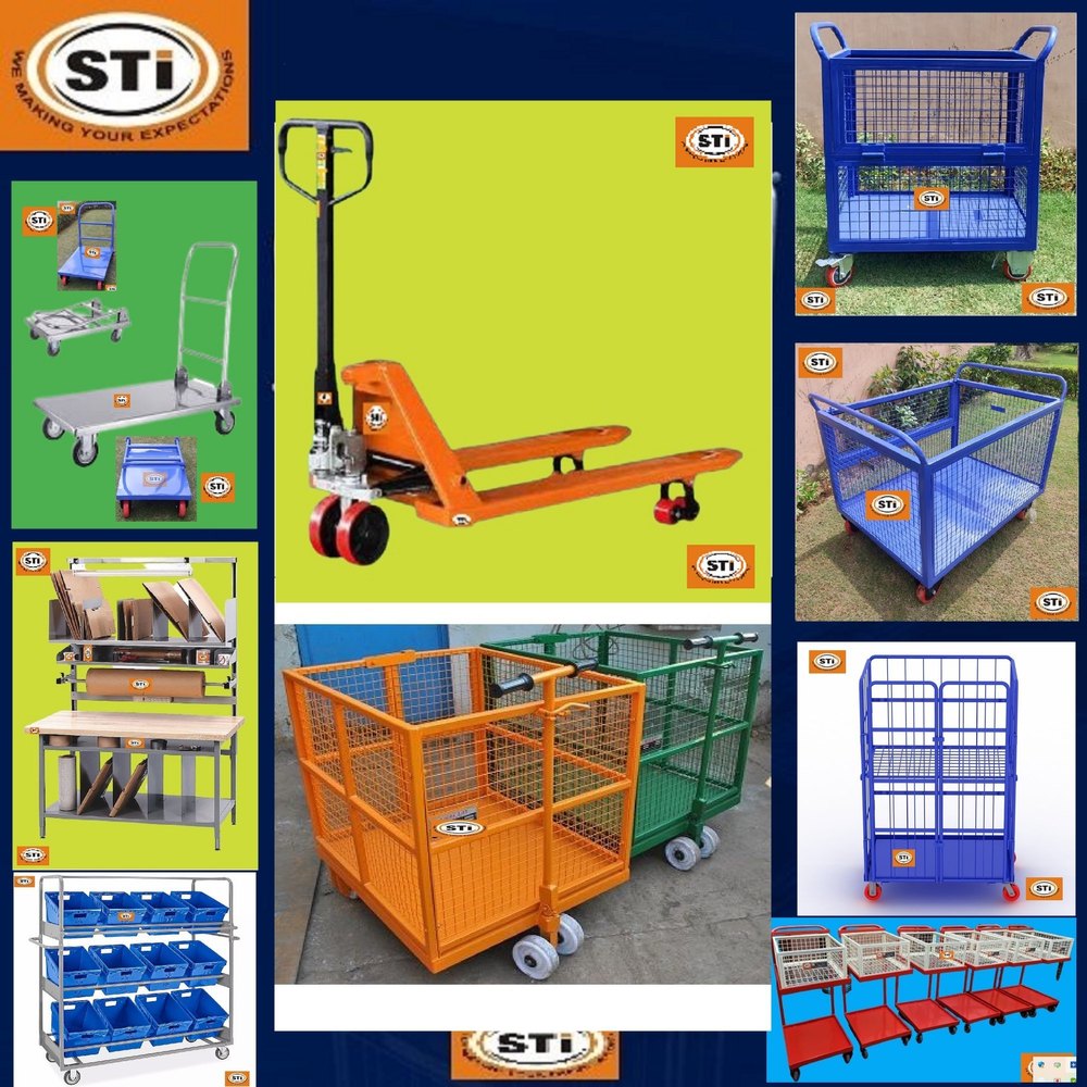 Mild Steel Warehouse Handling Equipment-Trolley - Rackes - Pallets, Load per Layer: >500 kg