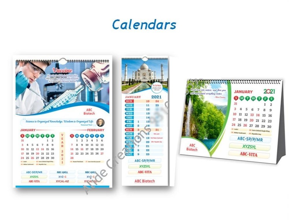 3 Days English Wall Calendar Printing Services