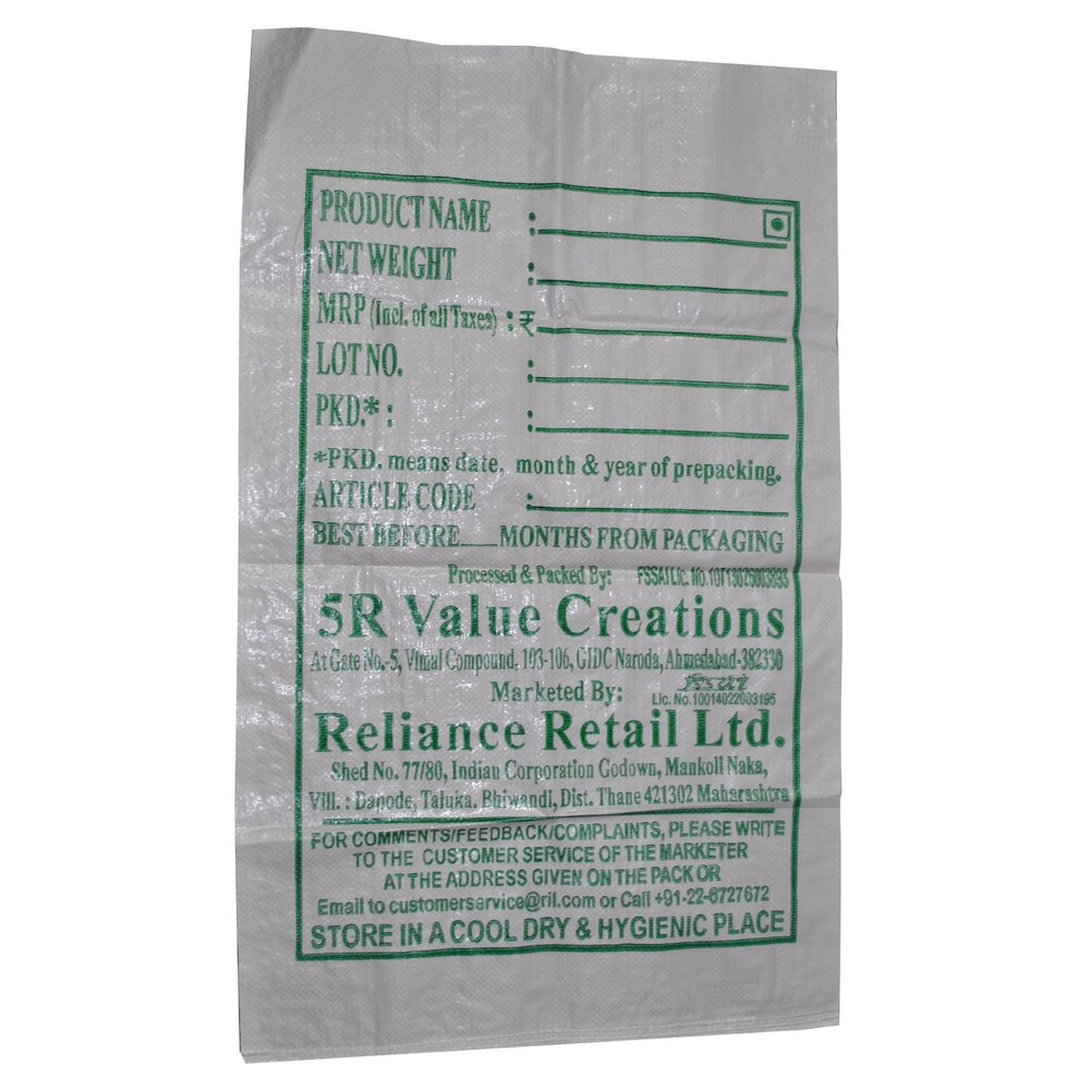 Plastic Pp Woven Bags Printed, Capacity: 20 kg