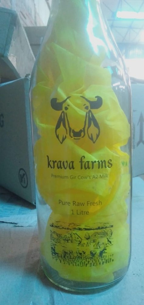 Transparent Print Glass Bottle & screen printing, Use For Storage: Juice, Capacity: 1 Litre
