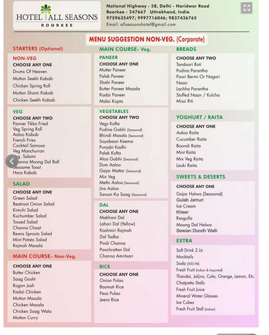 Paper Menu Card Printing Services
