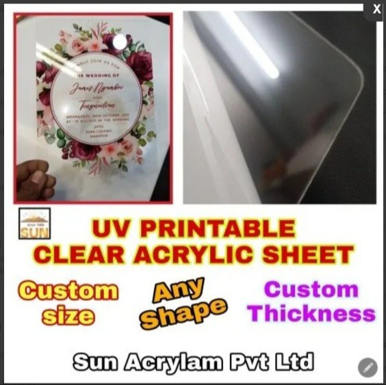 Transparent Glossy Printable Acrylic Sheets, Size: 4x4 ft
