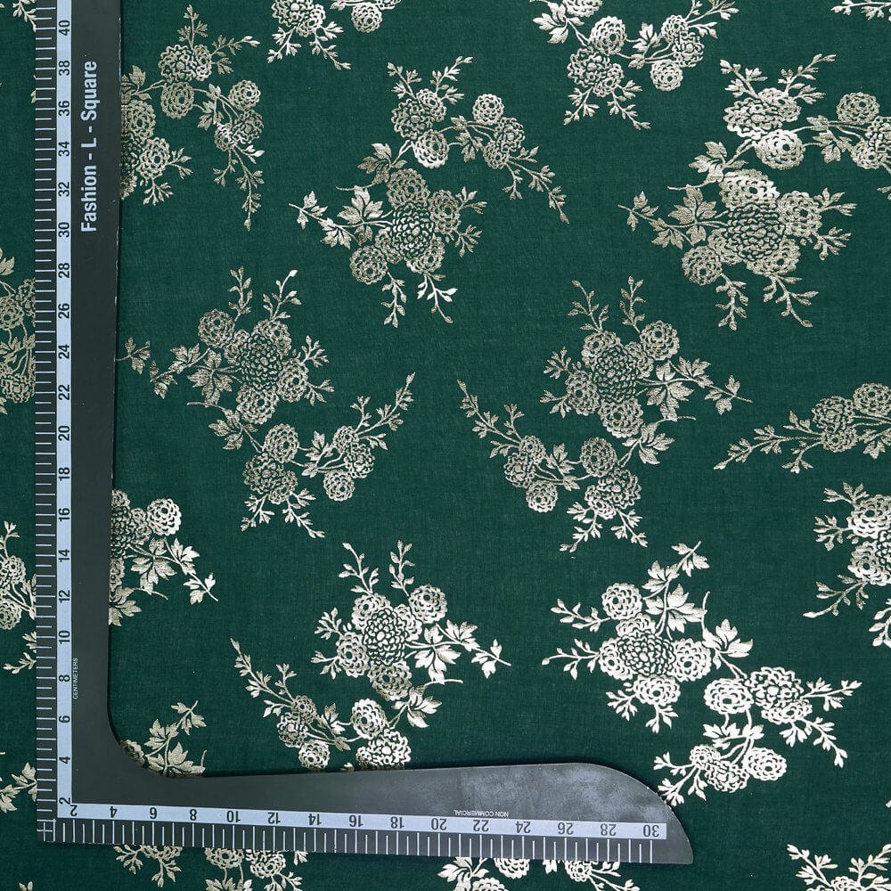 Georgette Green Tiny Floral Foil Fabric Printing Service, For Party Wear, in Pan India