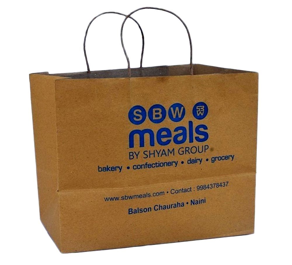Brown Kraft Paper Carry Bag Printing Service, Location: India, Size: 20x12 Inch