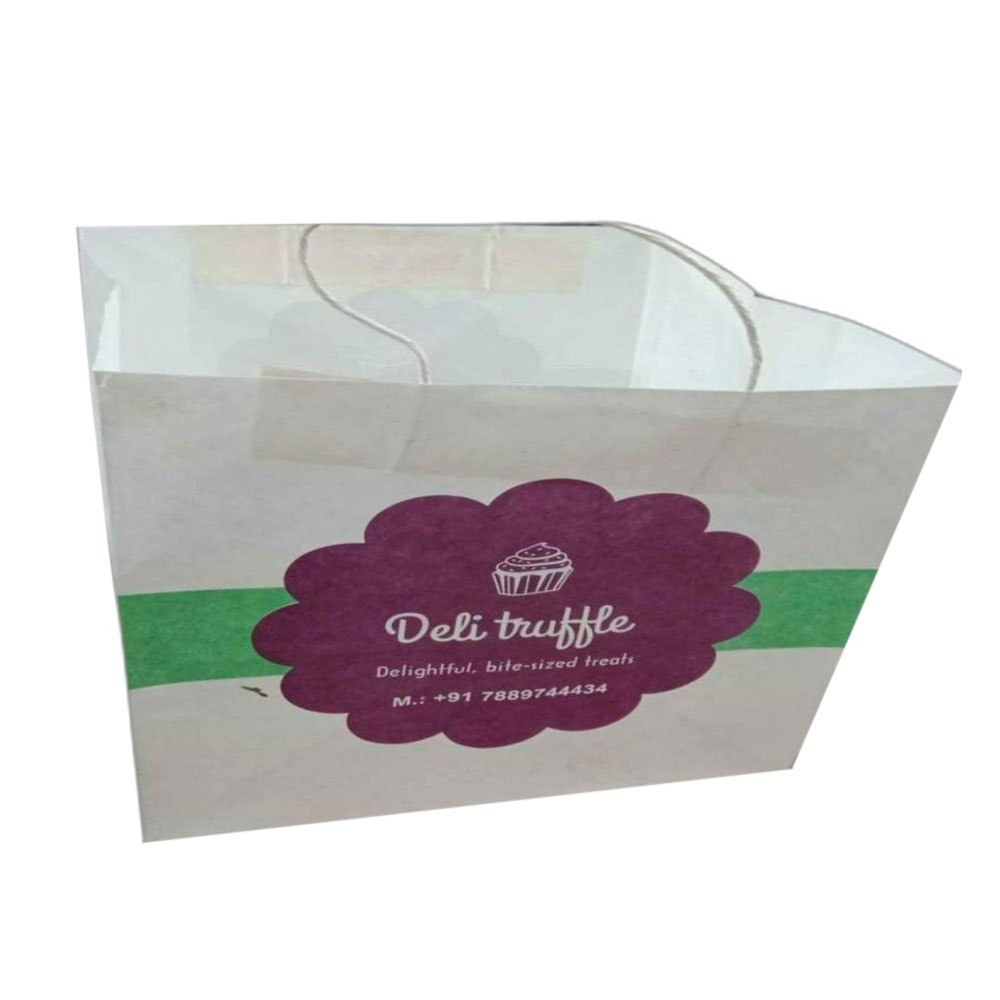White Promotional Paper Carry Bag, For Bakery, Capacity: 2kg