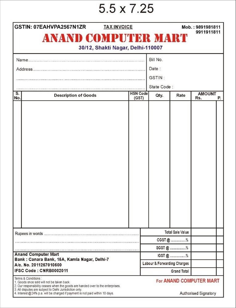 Paper Invoice Book Printing Services, For Corporate Offices, in Delhi NCR