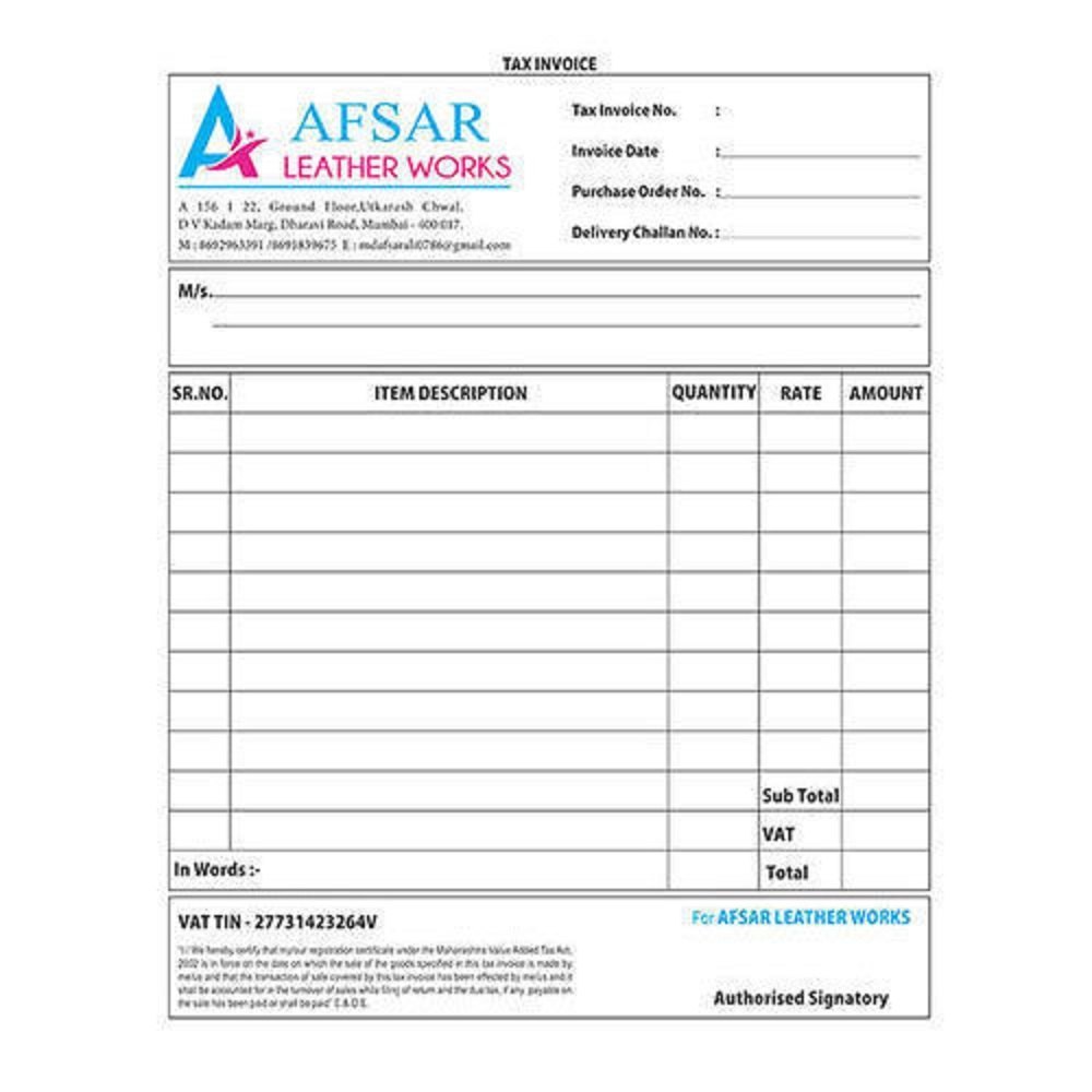 Paper Invoice Book Printing Services, in Gurgaon