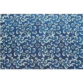 Blue Hand Blocked Dabu Discharge Print Fabric
