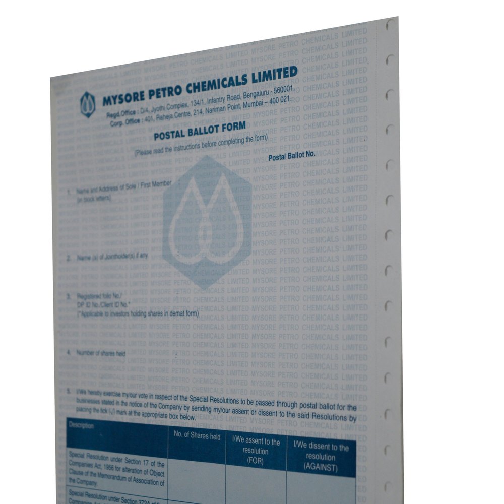 Postal Ballot Forms, For Corporates Communication, Packaging Type: Box