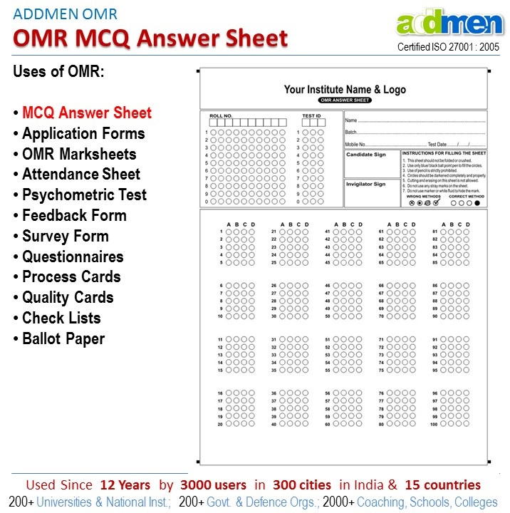 1-2 Days OMR Sheet Printing Service, in Pan India, Dimension / Size: A4, A5