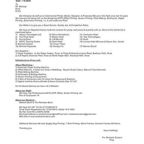 Paper Introduction Letter Printing Service, Location: Maharashtra