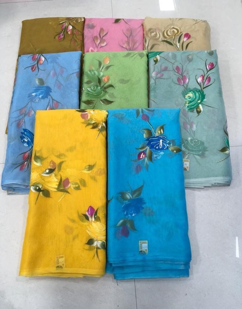 Nylon Organza Hand printed Fabrics